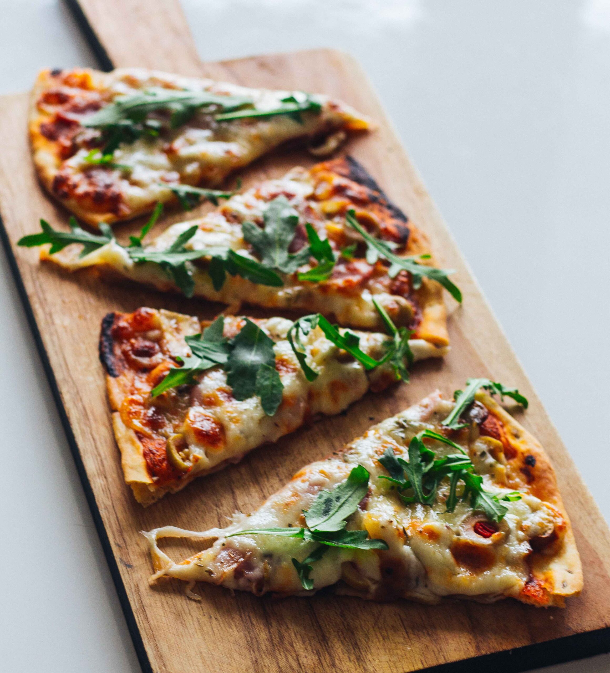 Pizza on a wooden board